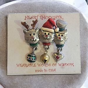Vintage AJMC Christmas Cat Trio Dangle Bell NWT